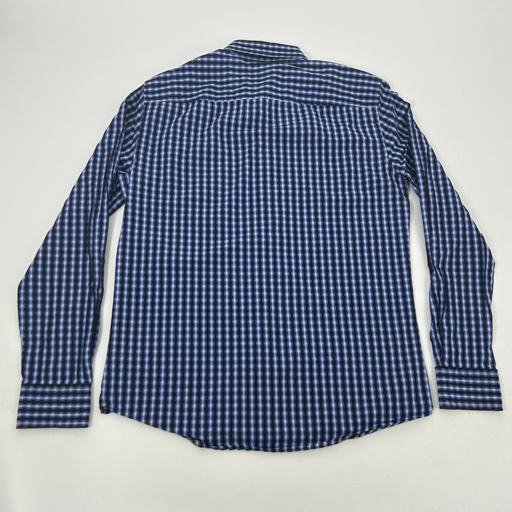 Armani Exchange Shirt Mens Medium Blue Ombre Plaid Long Sleeve Slim Fit A/X - Picture 6 of 12